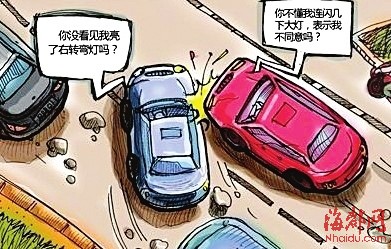 有网友把“汽车灯语故事”画成了