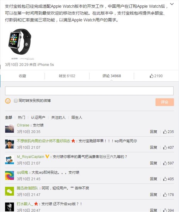 “支付婊”与WP的那点事儿