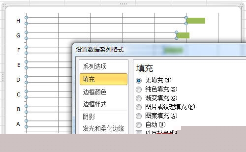 设置数据系列格式,将“开始日期”设置为无填充