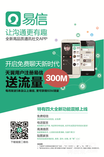 易信送流量?送电信流量 下载 注册?易信短信条数怎么提高?易信“送流量+免流量”政策:数亿元福利大派送