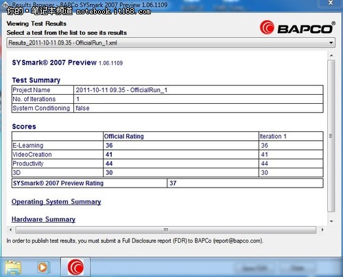 附：三星NC110测试成绩截图