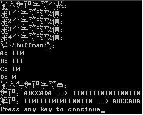 数据结构哈夫曼树算法_哈夫曼编码数据结构c_数据结构哈夫曼树