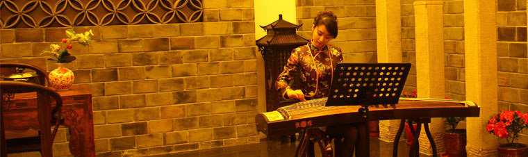 叁度养生足浴会馆古典美女弹奏