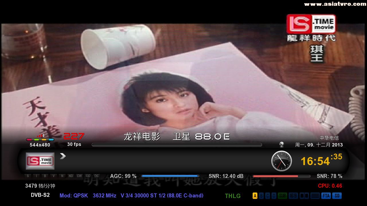东经88度轨道位置的中新2号卫星C频段,龙祥时