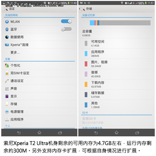 6寸大屏+双卡 索尼Xperia T2 Ultra评测