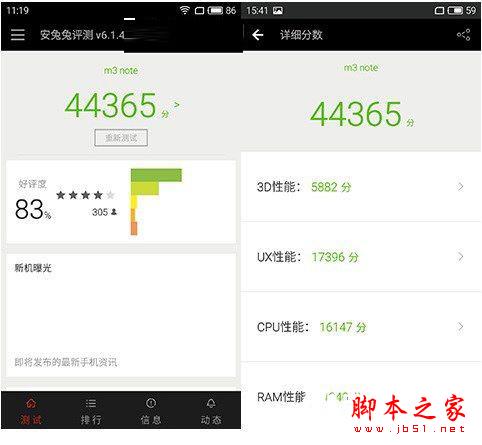 魅蓝5和Note3性能哪个好？安兔兔跑分对比