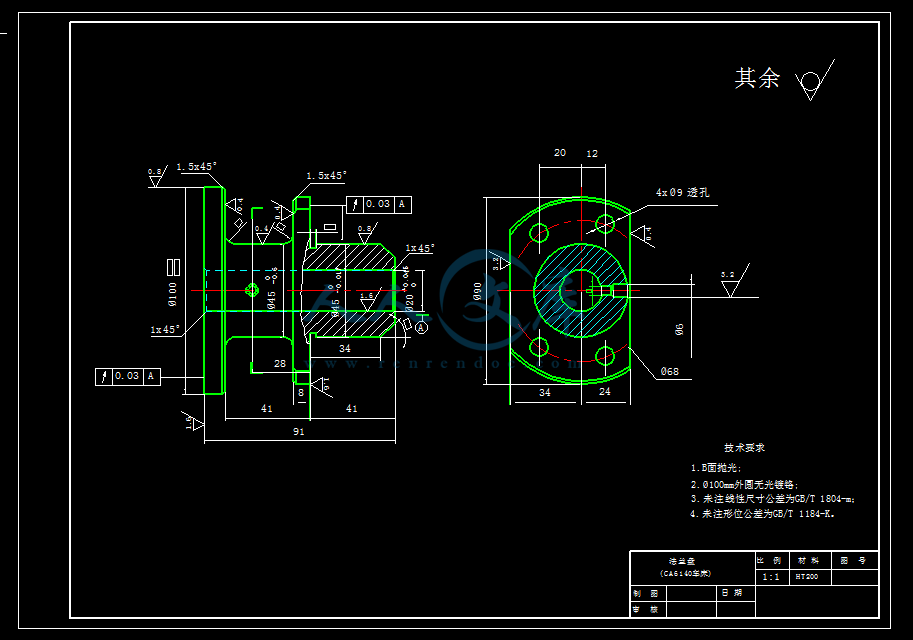 ca6140法兰盘831004_ca6140法兰盘课程设计_ca6140法兰盘毛坯图纸