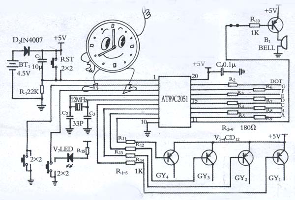 复杂数字钟设计与扫描显示_数字钟毕业设计_数字钟的设计方案