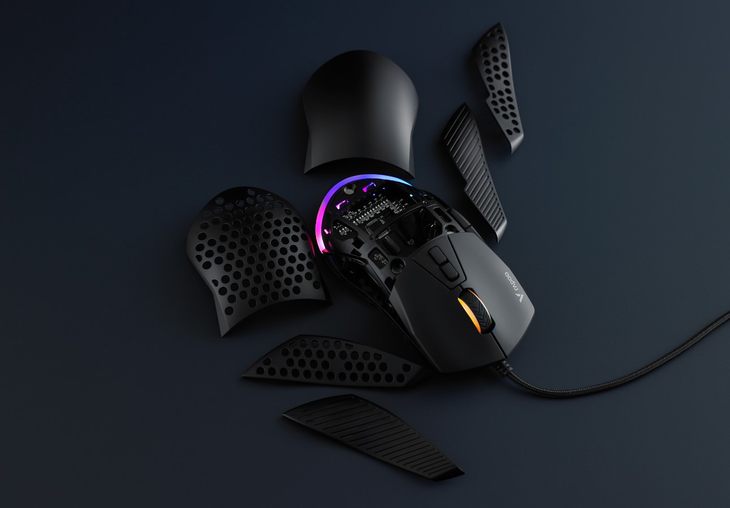 轻量模块DIY 雷柏V360模块化幻彩RGB游戏鼠标上市
