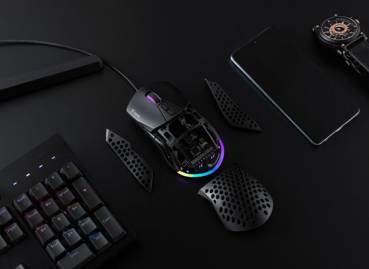 轻量模块DIY 雷柏V360模块化幻彩RGB游戏鼠标上市