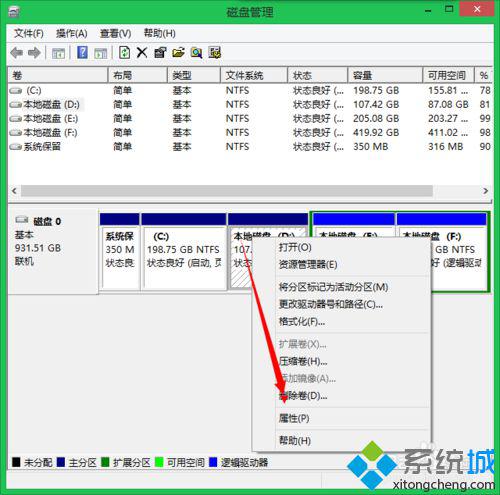 右键“删除卷