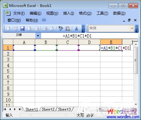 输入多个单元格相乘的乘法公式