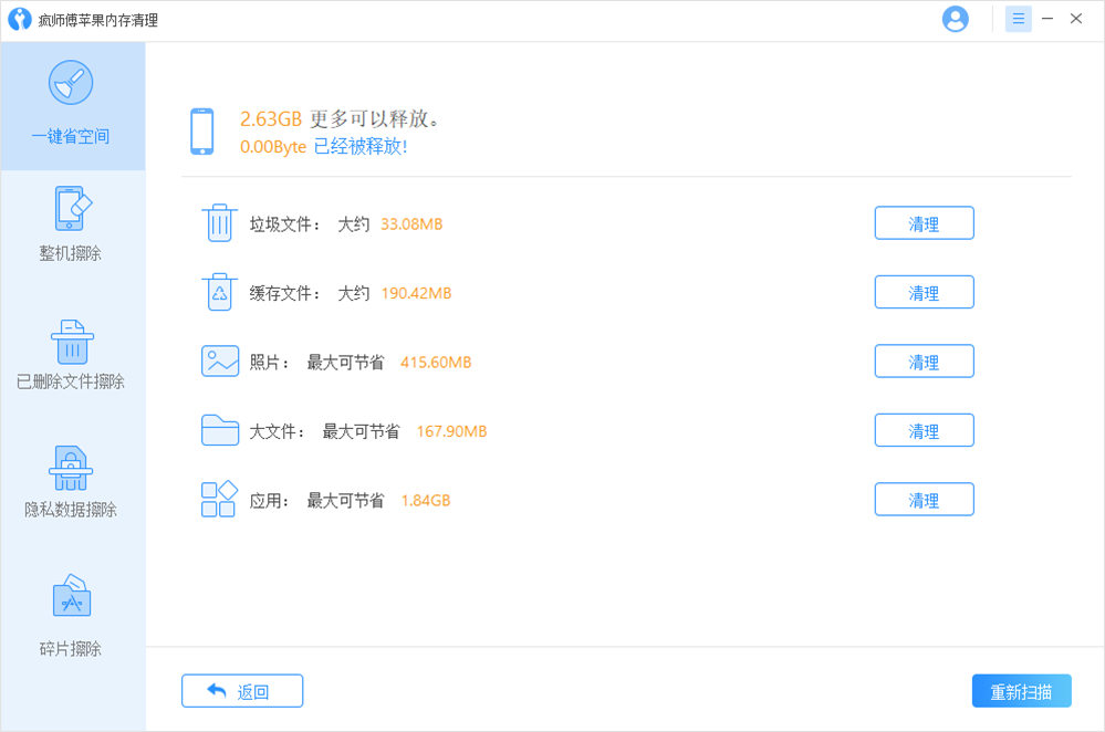 可清理的选项