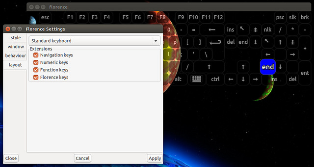 Linux中如何用Florence设置一个屏幕键盘(图)