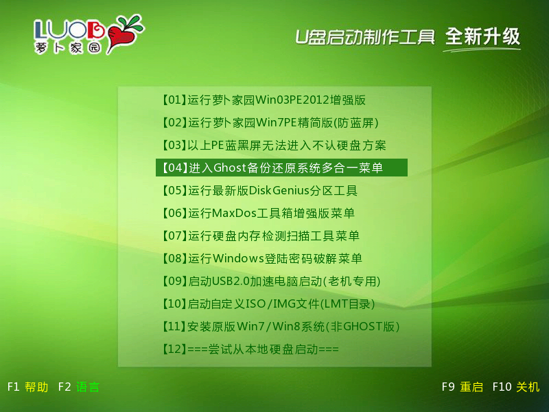 萝卜家园u盘启动系统