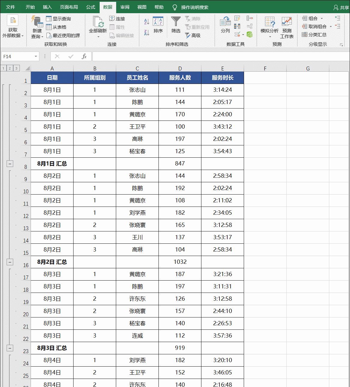 excel统计种类和数量