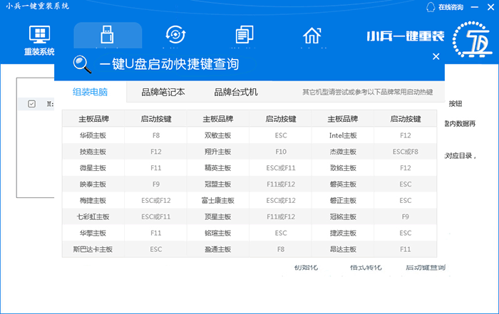 一键U盘启动快捷键查询