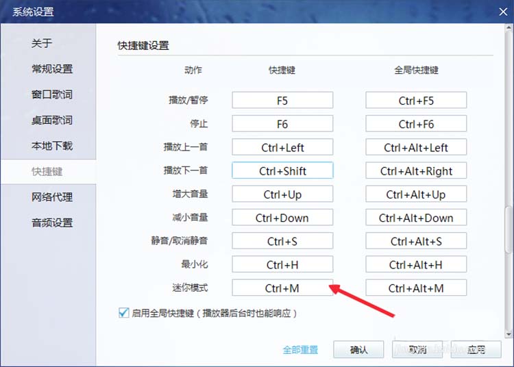 酷我音乐快捷键