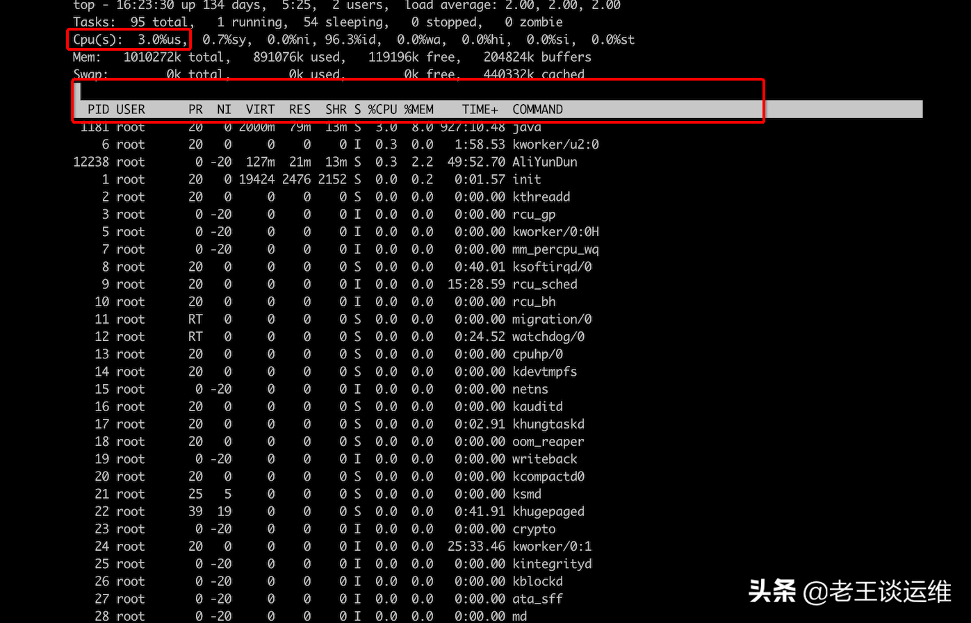 Linux服务器如何查看CPU使用率、内存占用情况