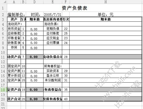 公司资产负债表模板