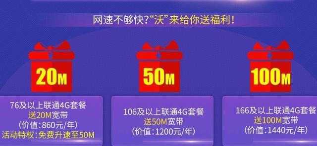 联通106套餐送宽带