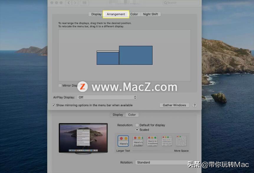 如何在苹果Mac扩展显示模式下设置第二台显示器？