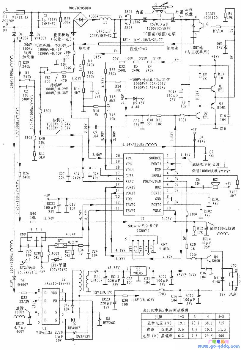 美的SK2101型电磁炉主板电路