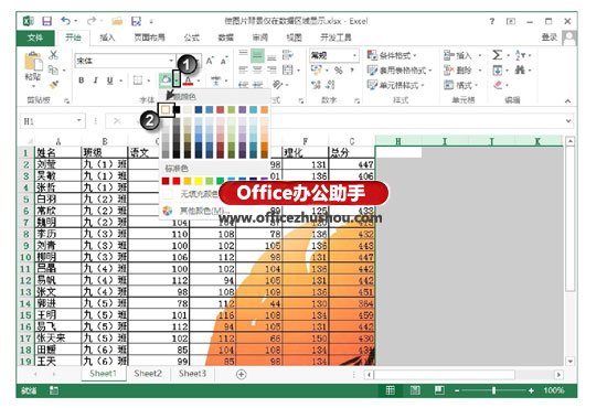 在Excel工作表的数据区域显示背景图片的方法