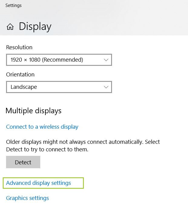 Advanced display settings