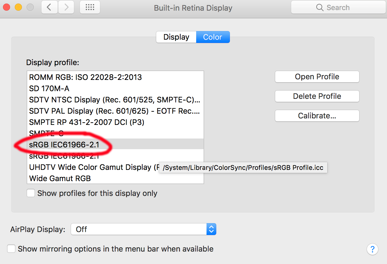 内建retina显示器颜色
