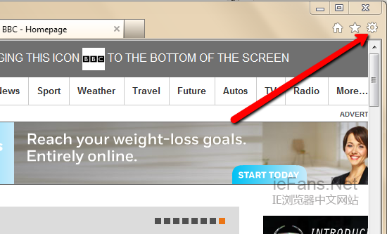 IE“工具”齿轮图标