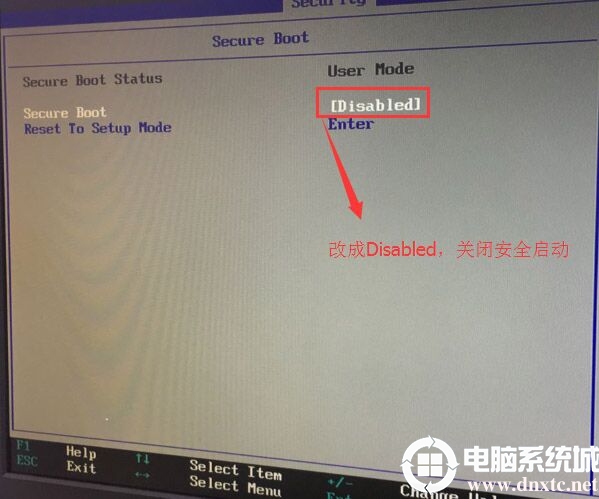 Secure Boot回车设置成Disabled