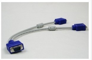 店长推荐 标准3加6 VGA一分二  一个主机接两个显示器线 双真磁环