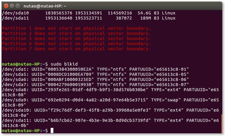 ubuntu 硬盘分区工具