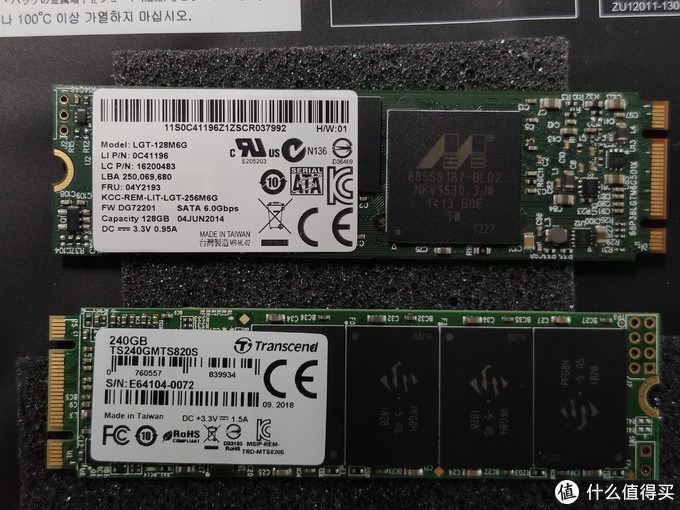 原版的128G建兴SSD v.s. 1年前更换的创见240GB，装一些软件，上OneDrive，偶尔出差前准备几部电影，容量足够了