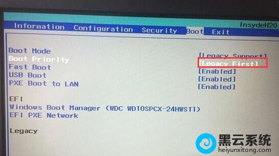 把Boot Priority设置成Legacy First