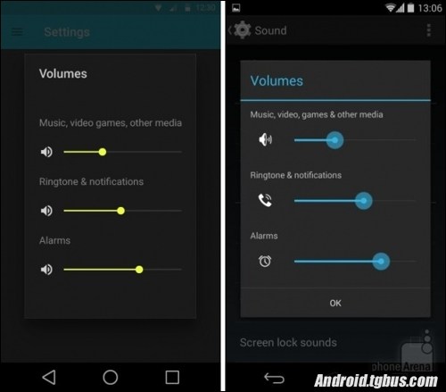 Android L和Android 4.4 KitKat直观区别对比