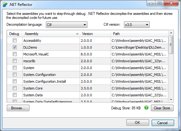 Choose Assemblies to Debug